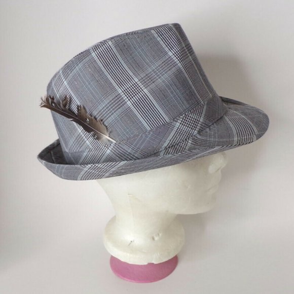 Capstar Fedora Hat With Feathers Glen Check 2398 - Picture 2 of 9